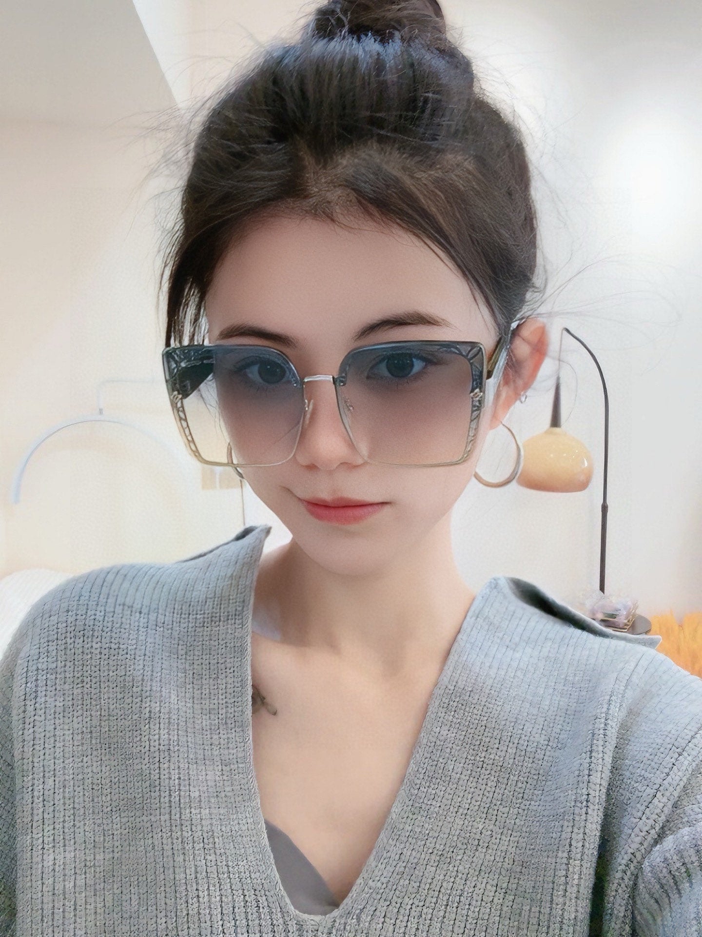 SQUARE SUNGLASSES L6191 IN ACETATE - Brown