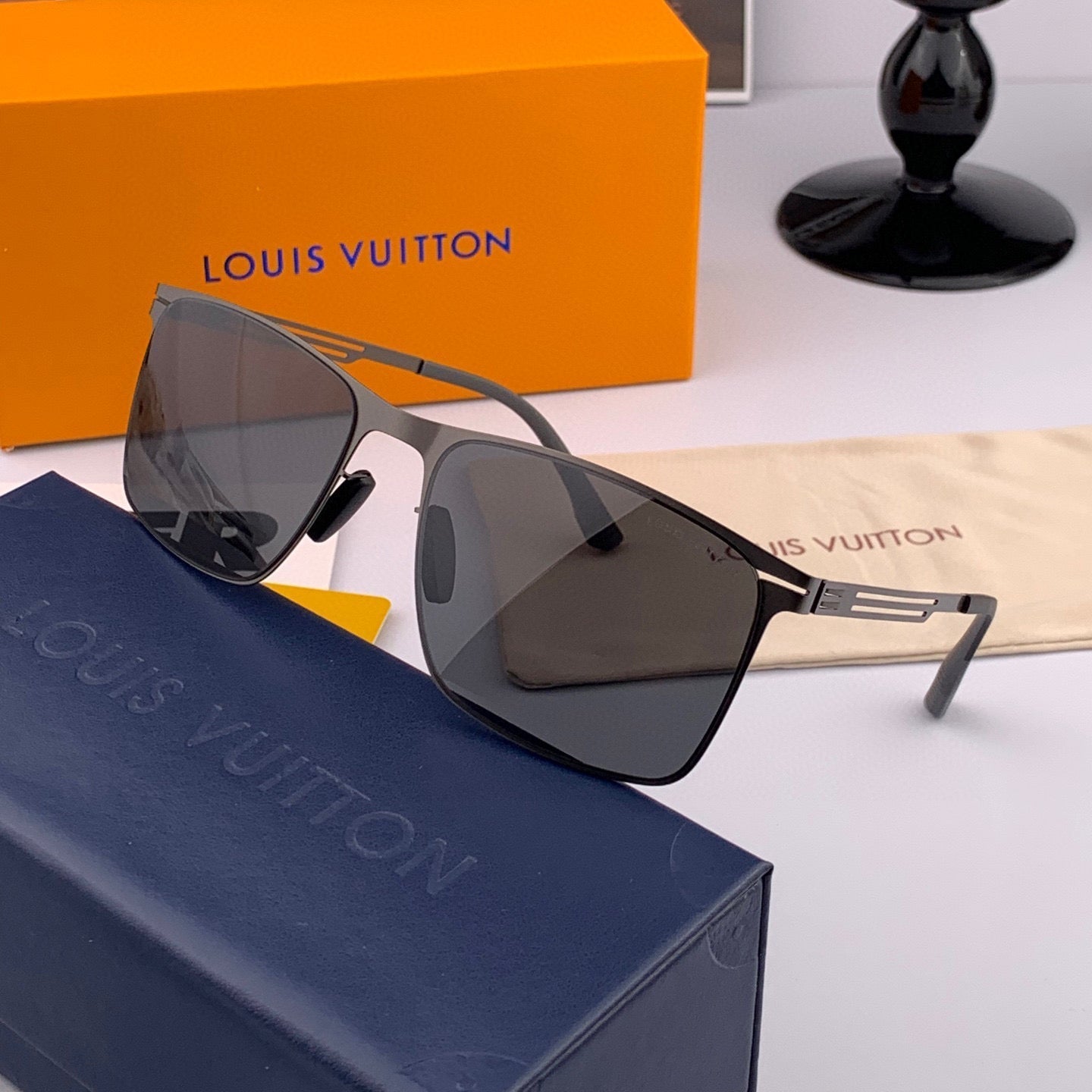 RECTANGULAR SUNGLASSES L169 IN METAL - Black