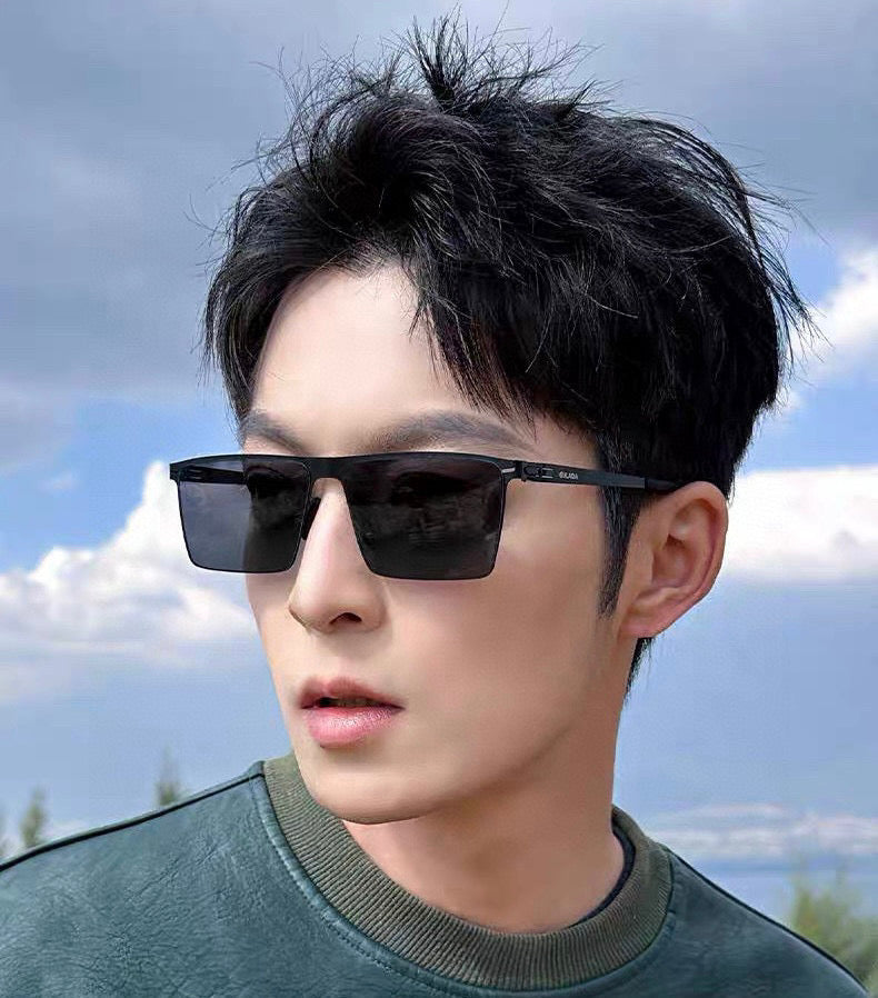 RECTANGULAR SUNGLASSES L169 IN METAL - Black