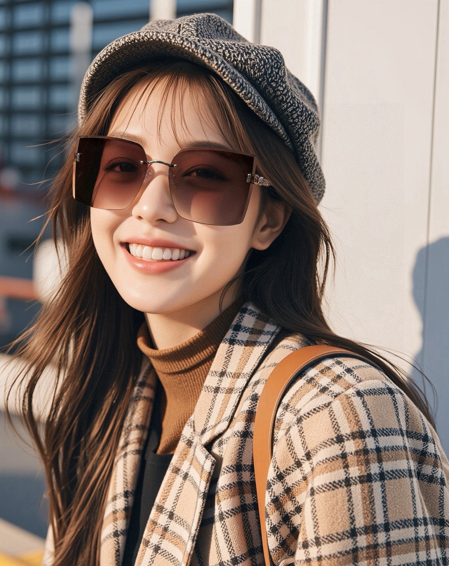 SQUARE SUNGLASS L9612 IN METAL - Brown Smoke
