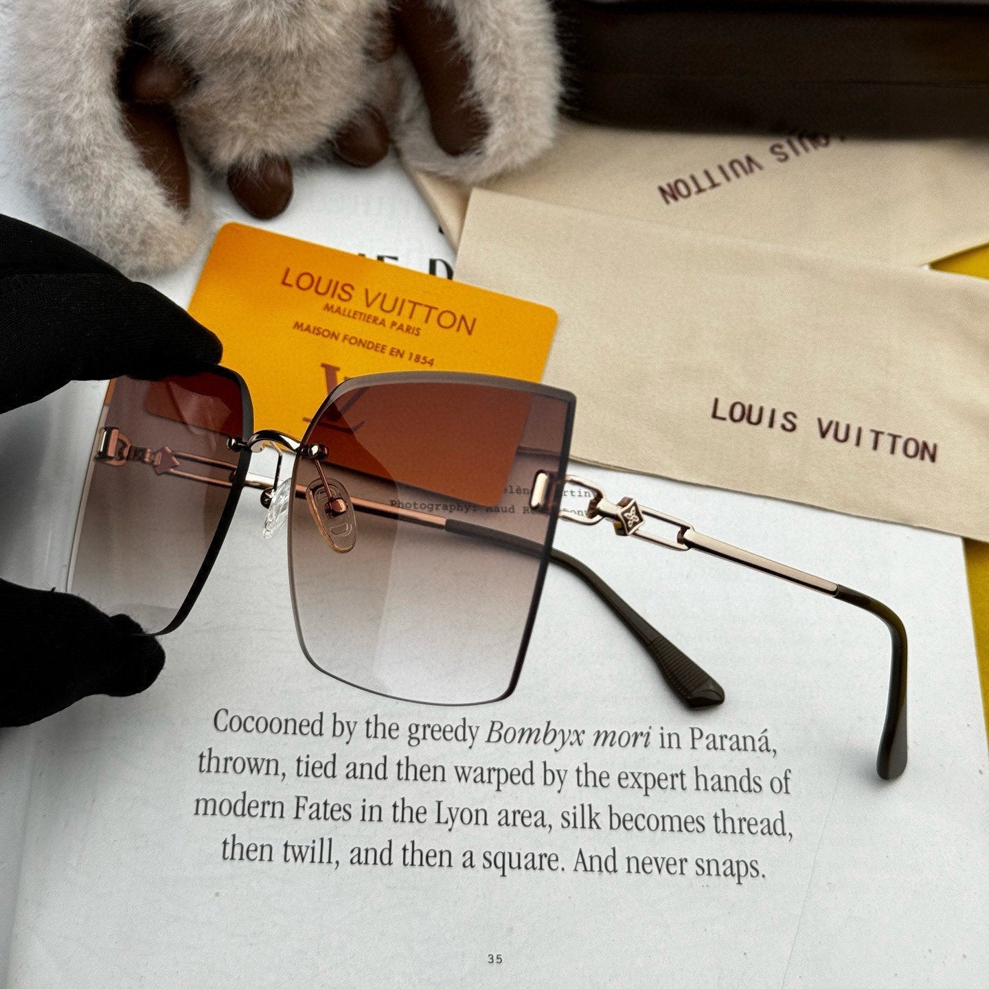 SQUARE SUNGLASS L9612 IN METAL - Brown Smoke
