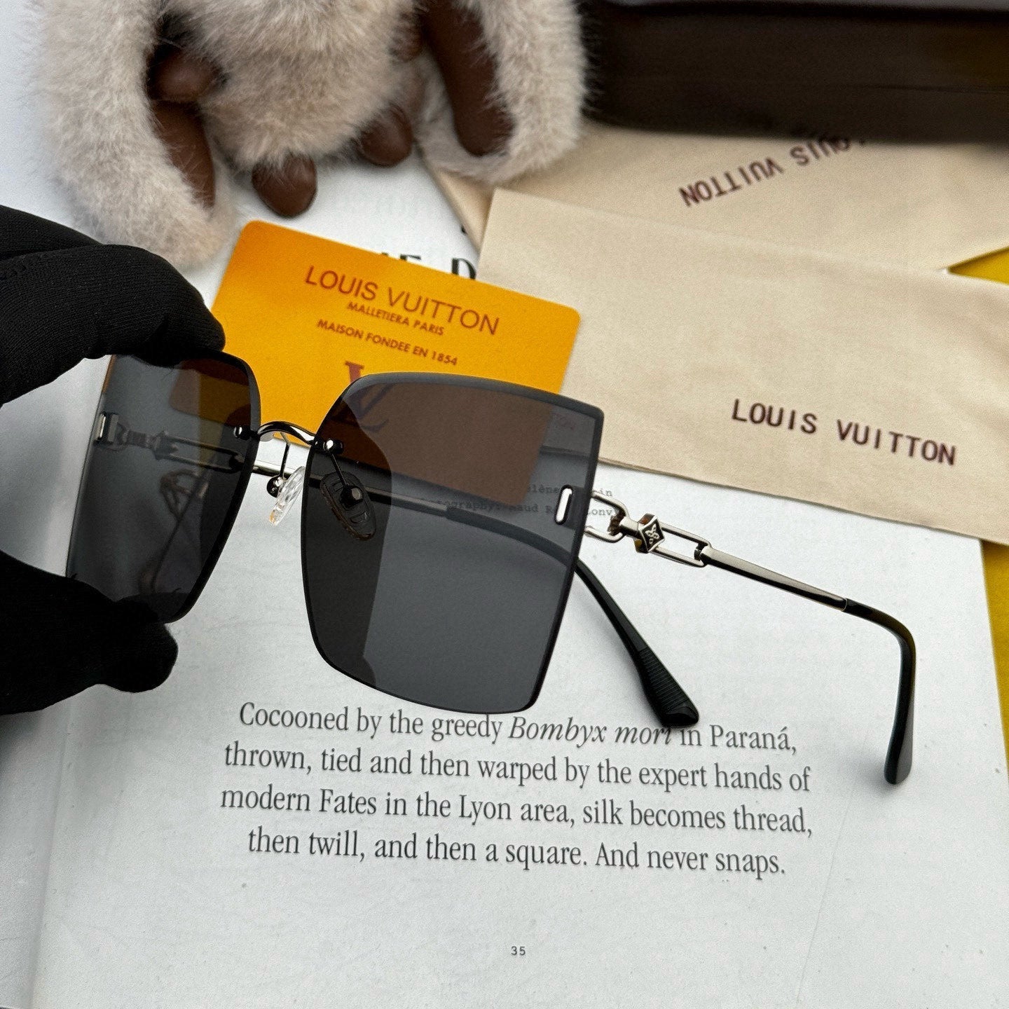 SQUARE SUNGLASS L9612 IN METAL - Brown Smoke