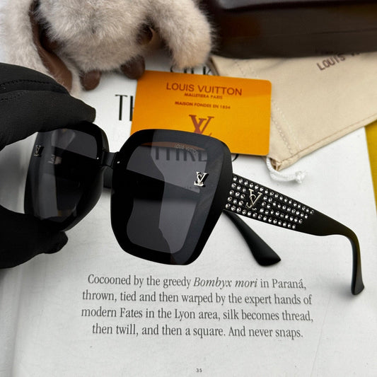 SQUARE JEWEL SUNGLASS L2990 IN ACETATE FRAME - Black