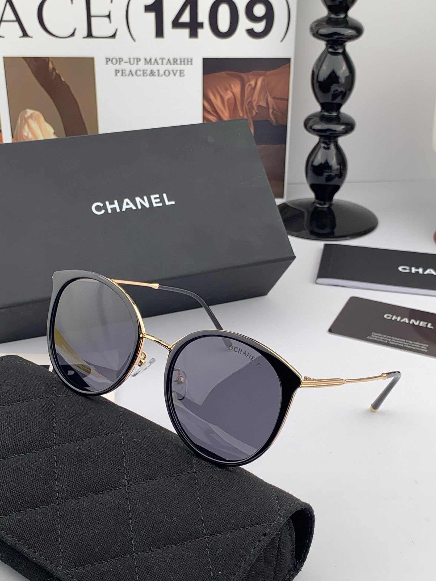 CAT EYE SUNGLASSES CH7827 IN ACETATE FRAME METAL - White