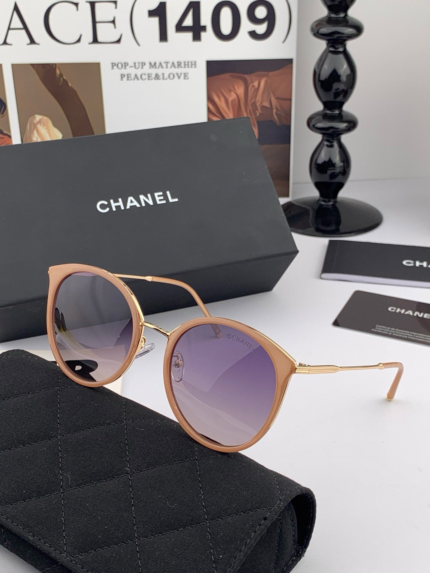 CAT EYE SUNGLASSES CH7827 IN ACETATE FRAME METAL - White