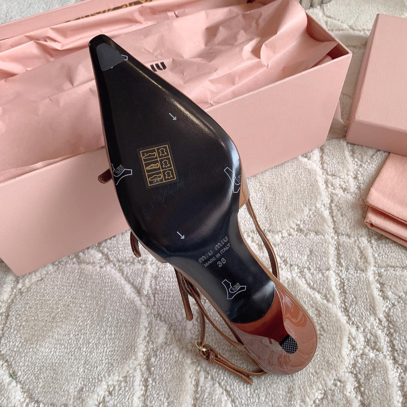 Slingback Ash Brown Leather With Stylized Cross Straps - Mid Heels - 34
