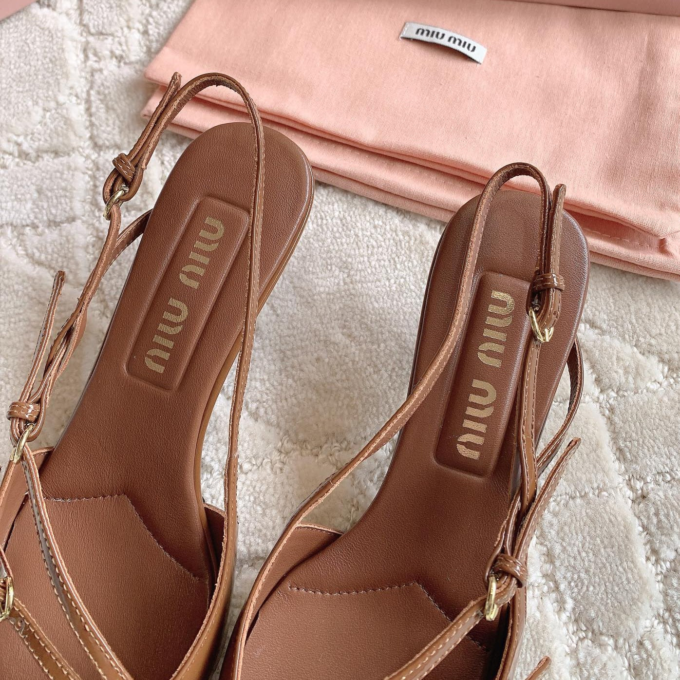 Slingback Ash Brown Leather With Stylized Cross Straps - Mid Heels - 34