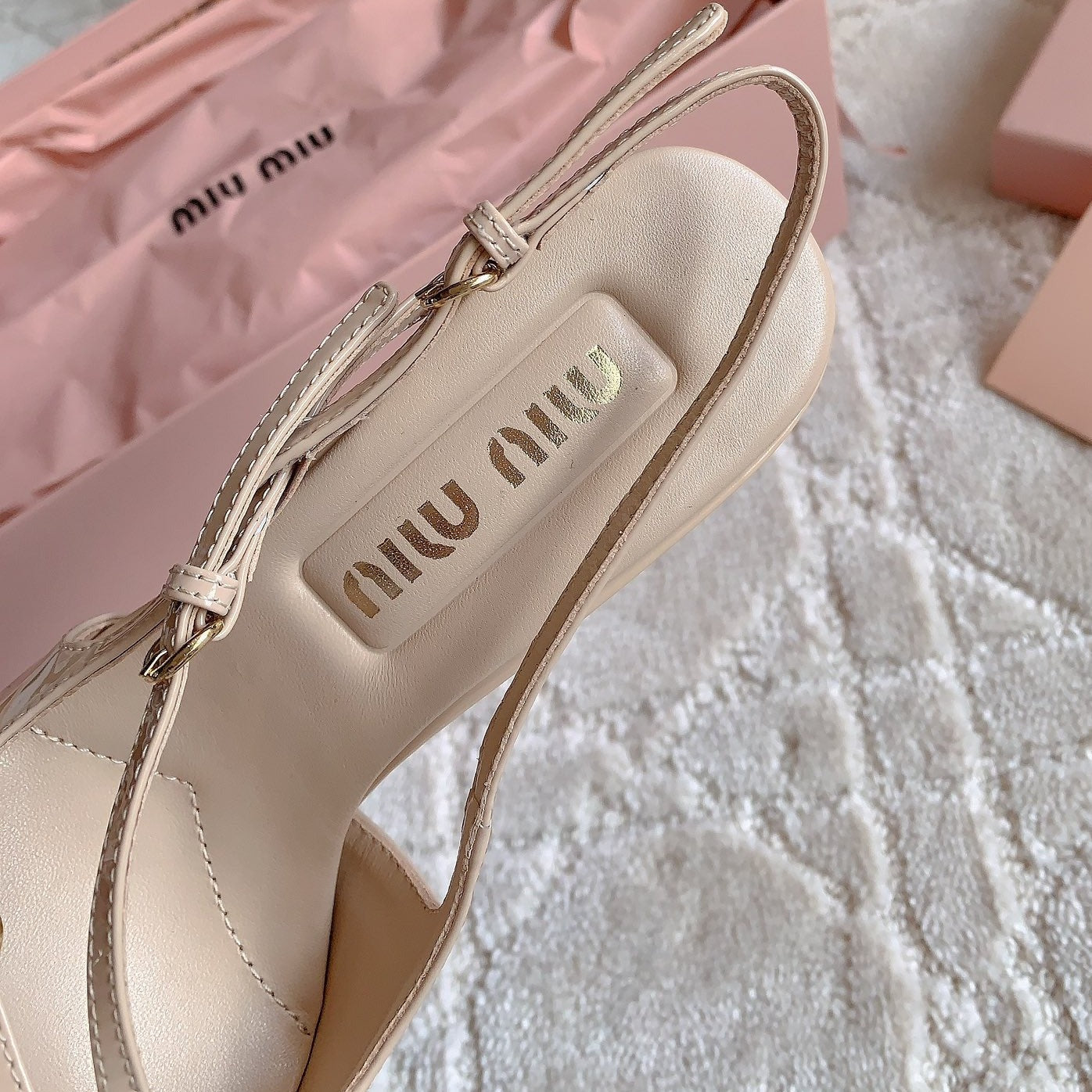 Slingback Ivory Color Leather With Stylized Cross Straps - High heels - 34