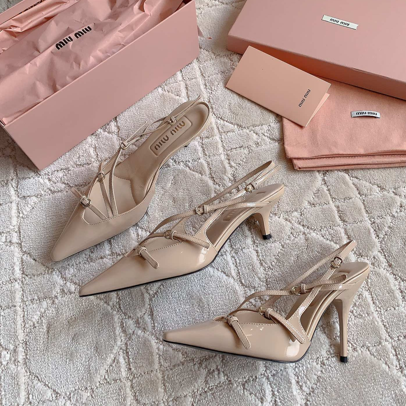 Slingback Ivory Color Leather With Stylized Cross Straps - High heels - 34