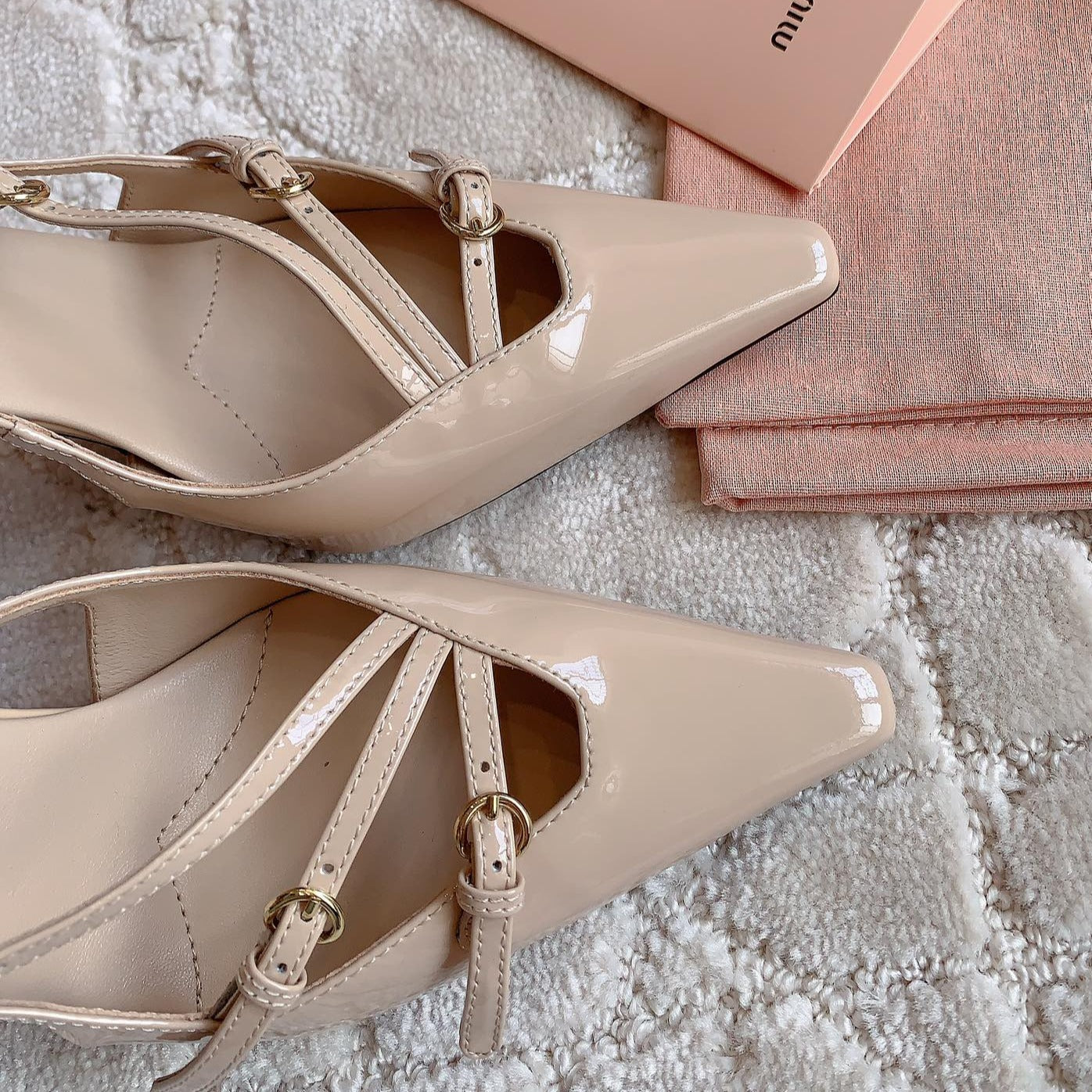 Slingback Ivory Color Leather With Stylized Cross Straps - High heels - 34