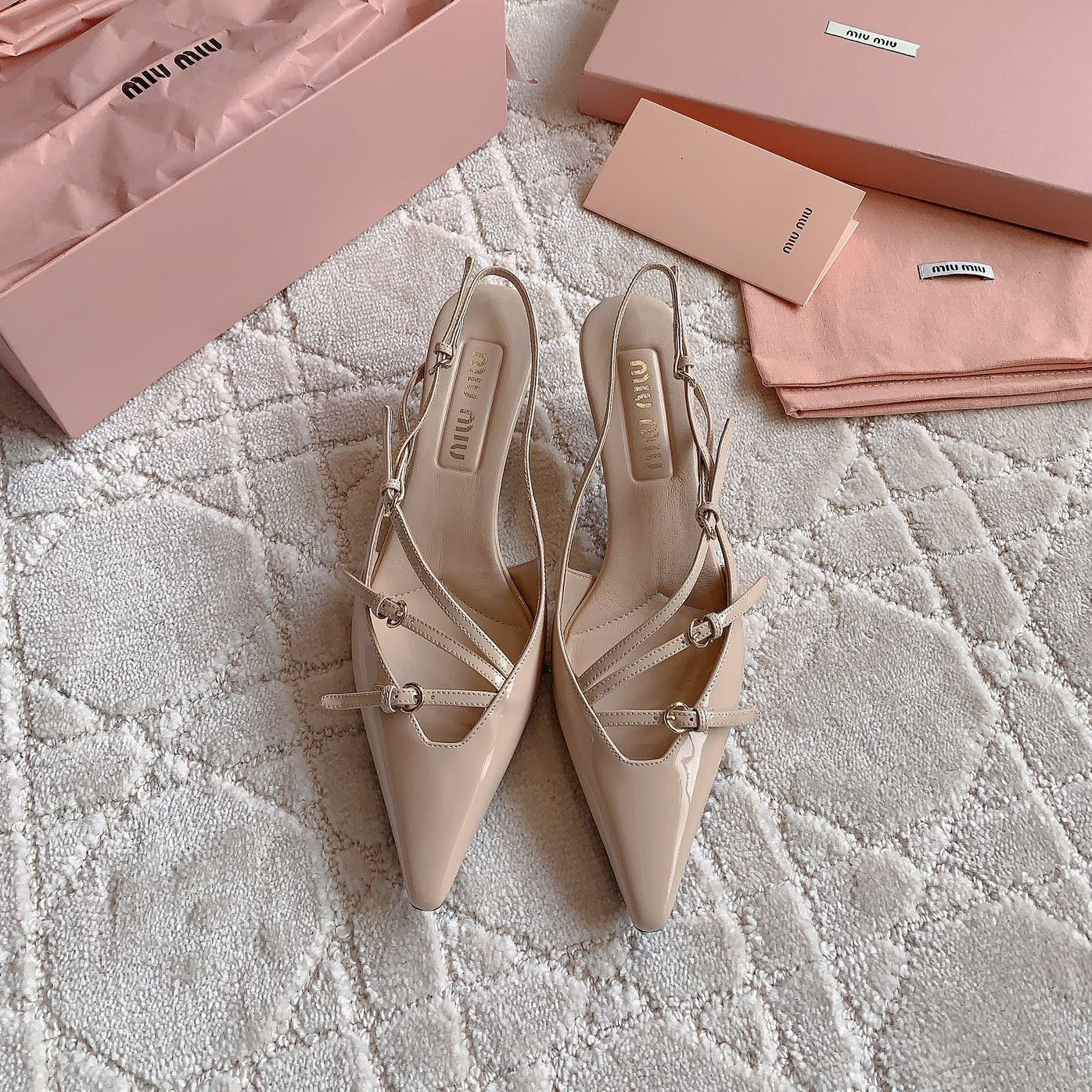 Slingback Ivory Color Leather With Stylized Cross Straps - Mid heels - 34