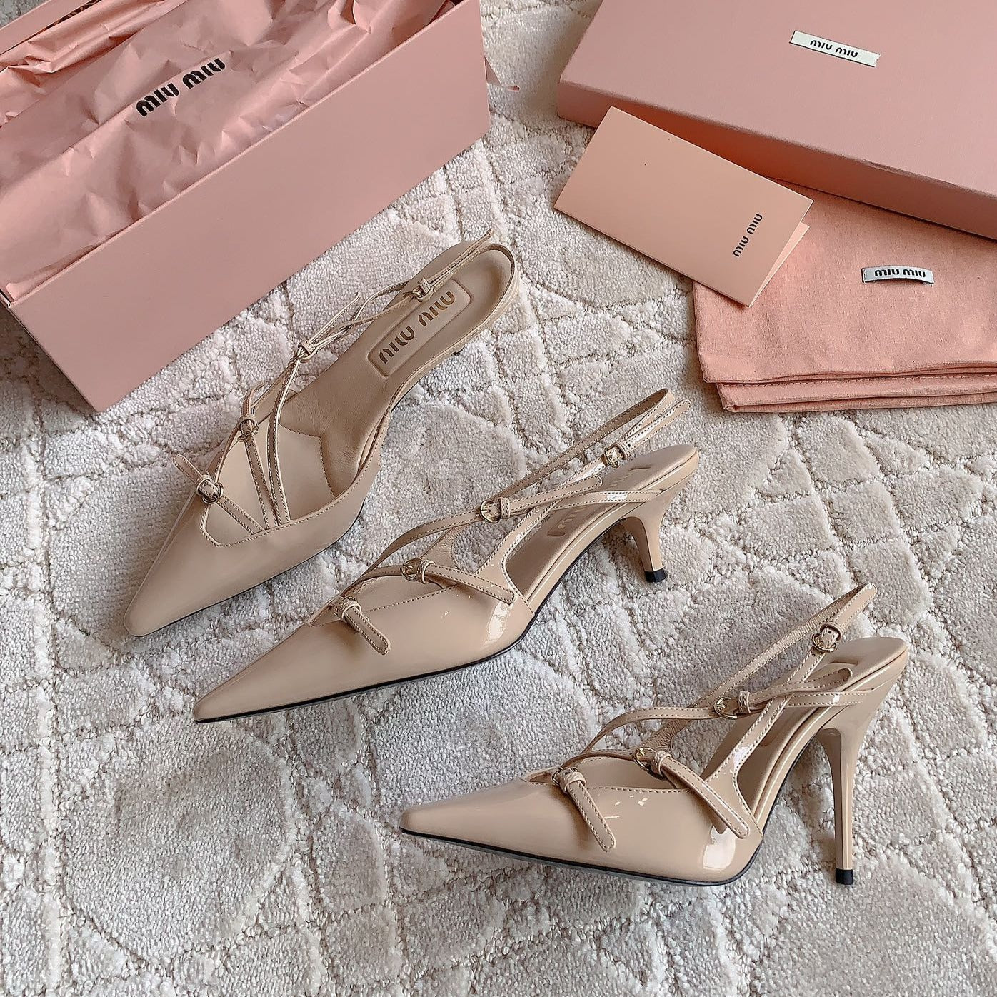 Slingback Ivory Color Leather With Stylized Cross Straps - Mid heels - 34