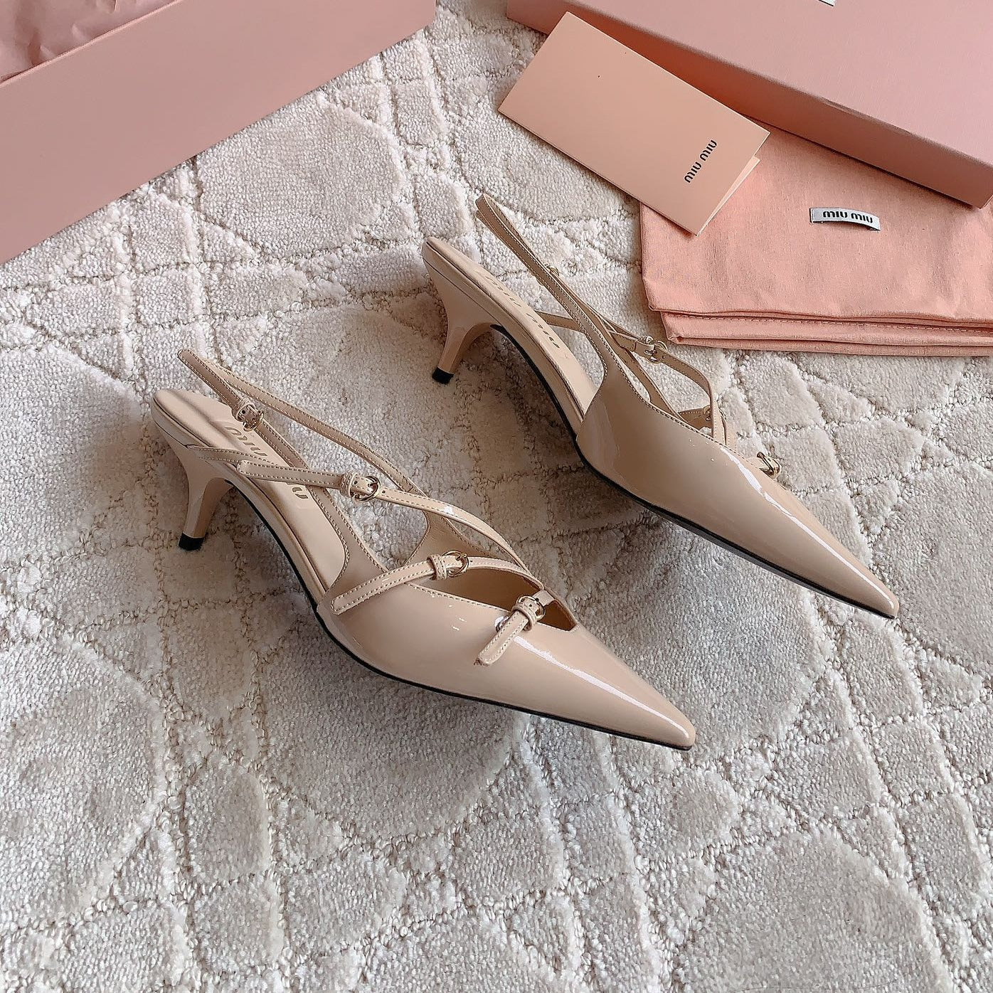 Slingback Ivory Color Leather With Stylized Cross Straps - Mid heels - 34