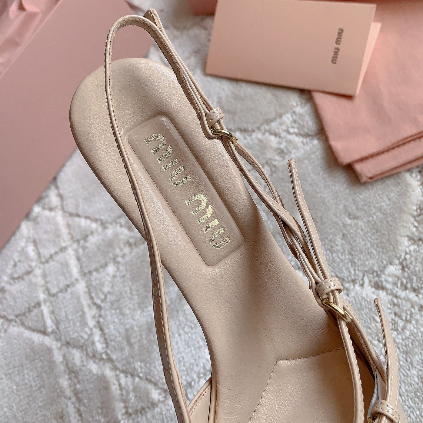 Slingback Ivory Color Leather With Stylized Cross Straps - Mid heels - 34