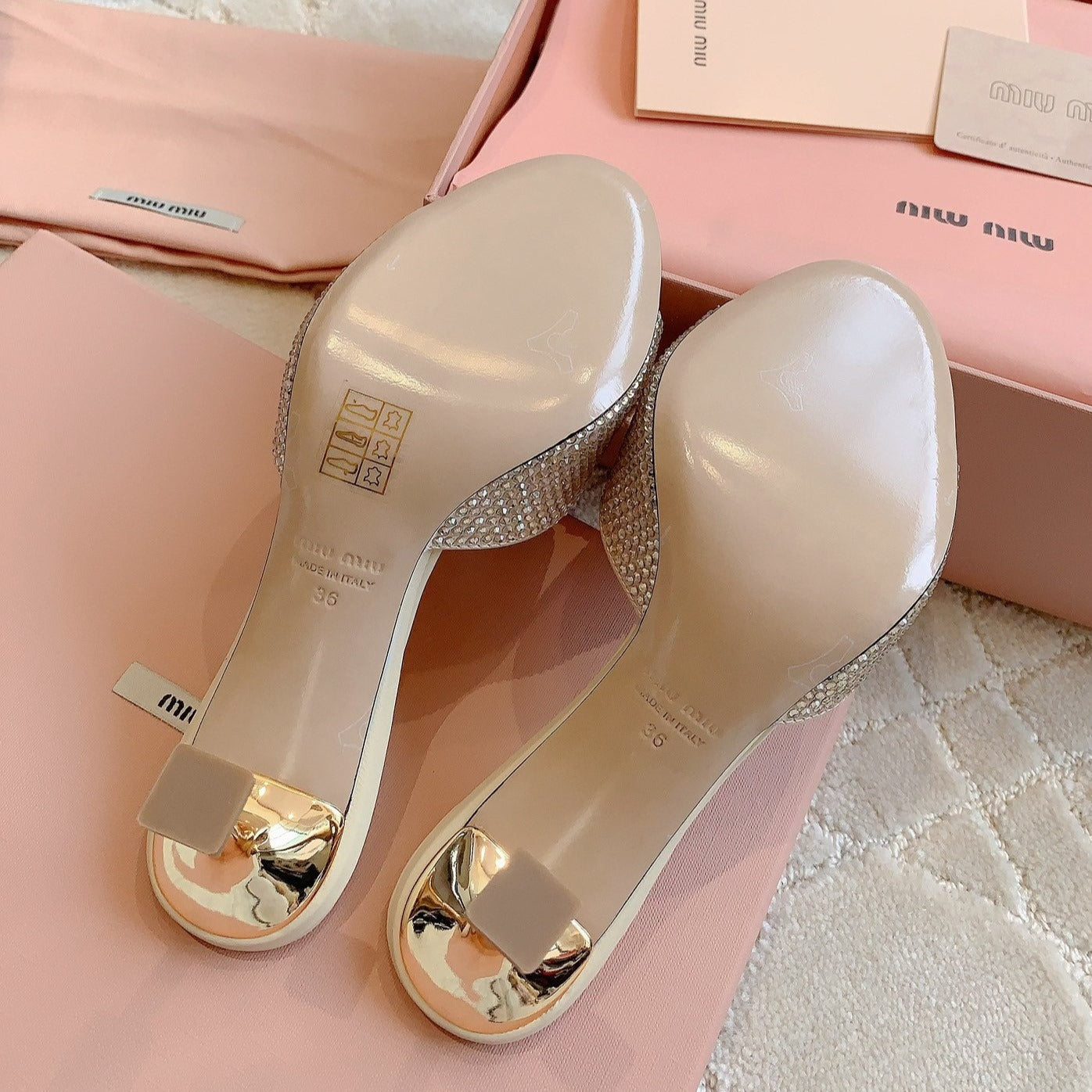 Champagne High - Heels Diamond Sheepskin - 6 cm / 35