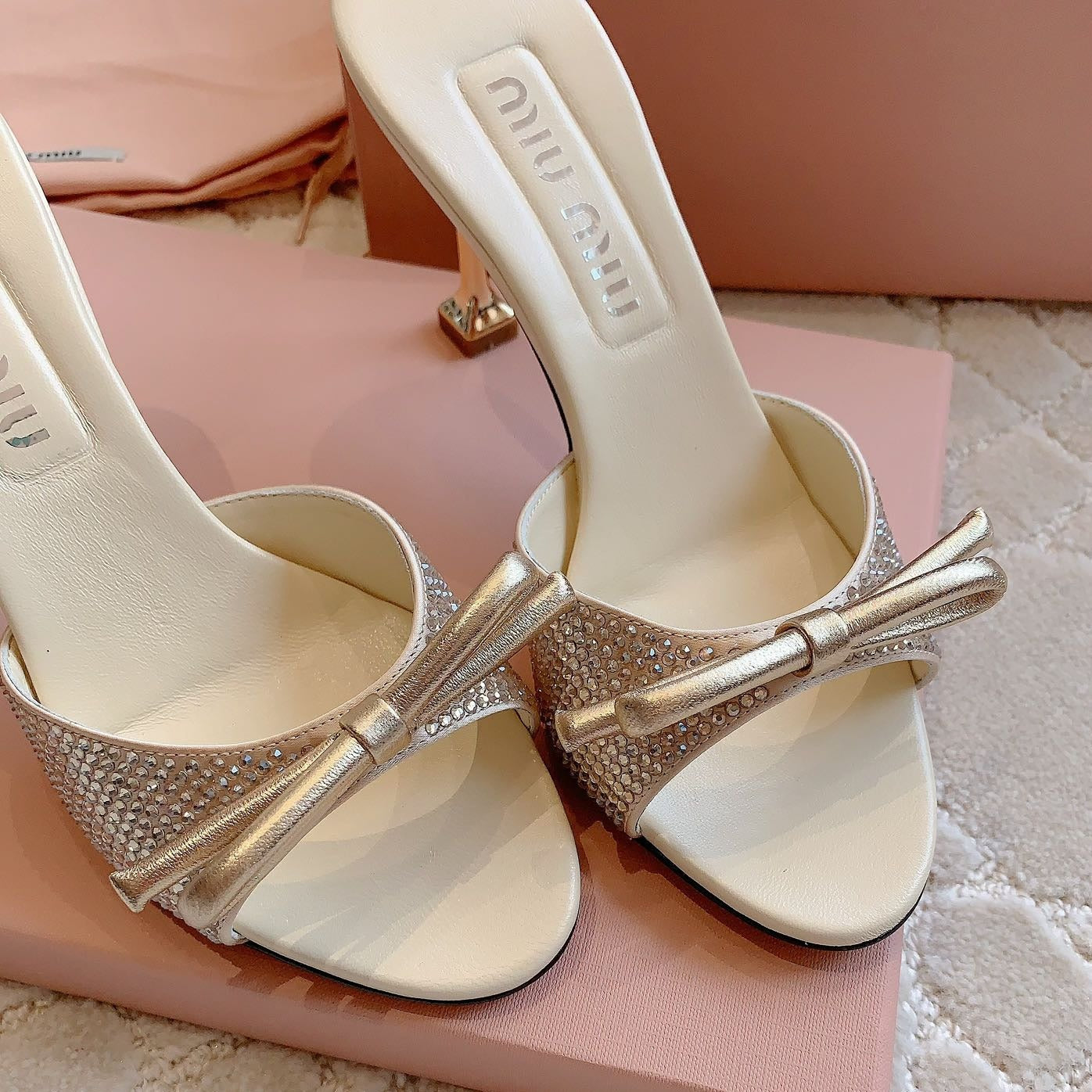 Champagne High - Heels Diamond Sheepskin - 6 cm / 35