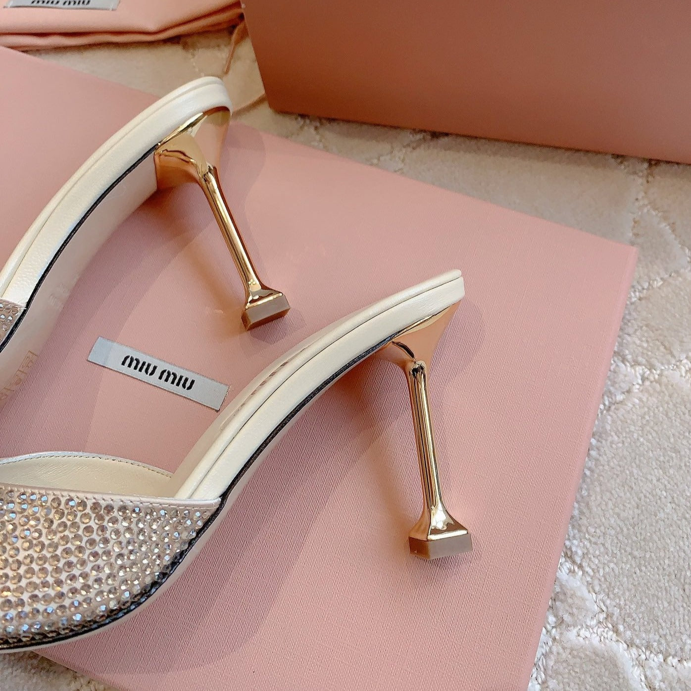 Champagne High - Heels Diamond Sheepskin - 6 cm / 35