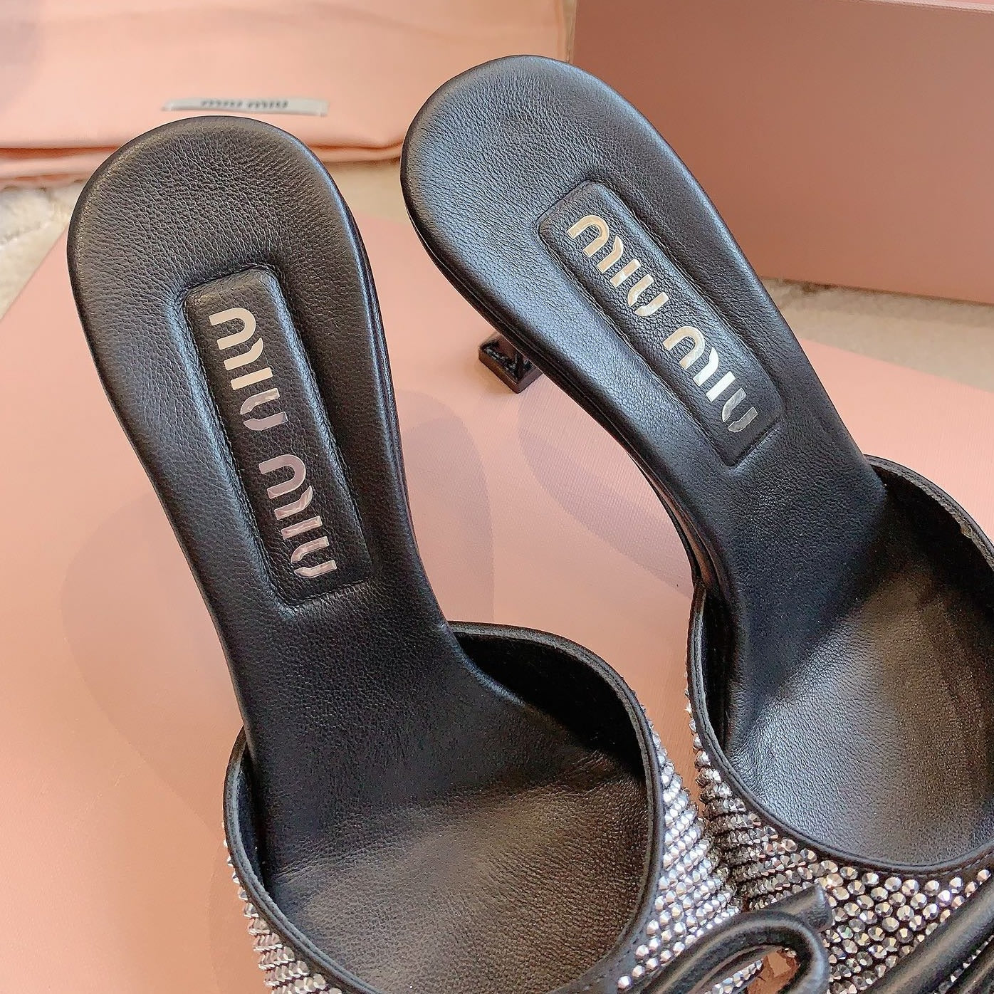 Black High - Heels Diamond Sheepskin - 6 cm / 35