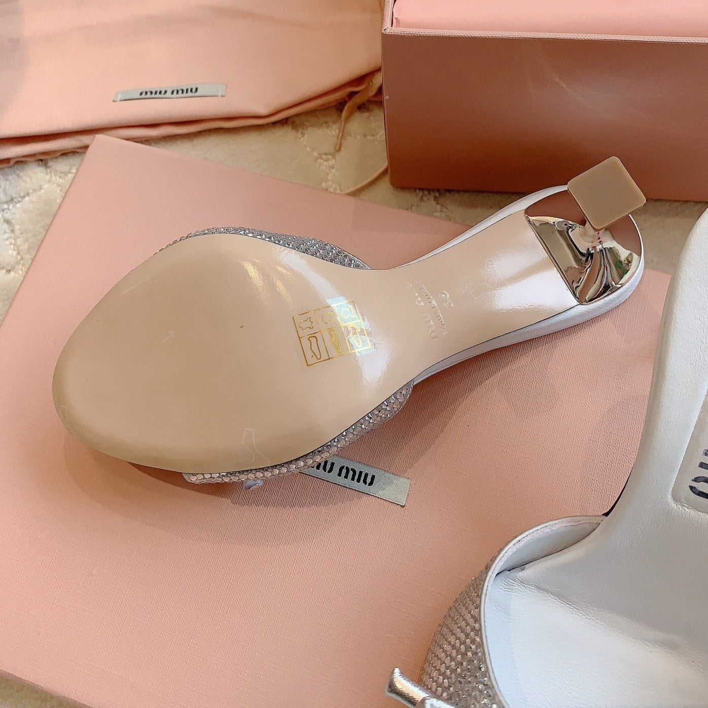 White High - Heels Diamond Sheepskin - 6 cm / 35