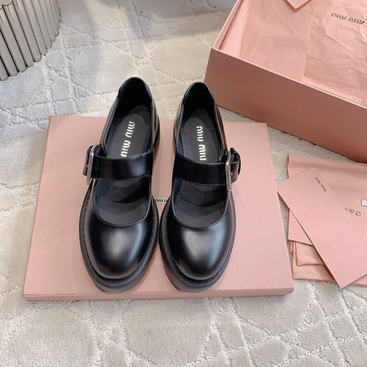 Loafer Black Cowhide With Cross-strap - 35