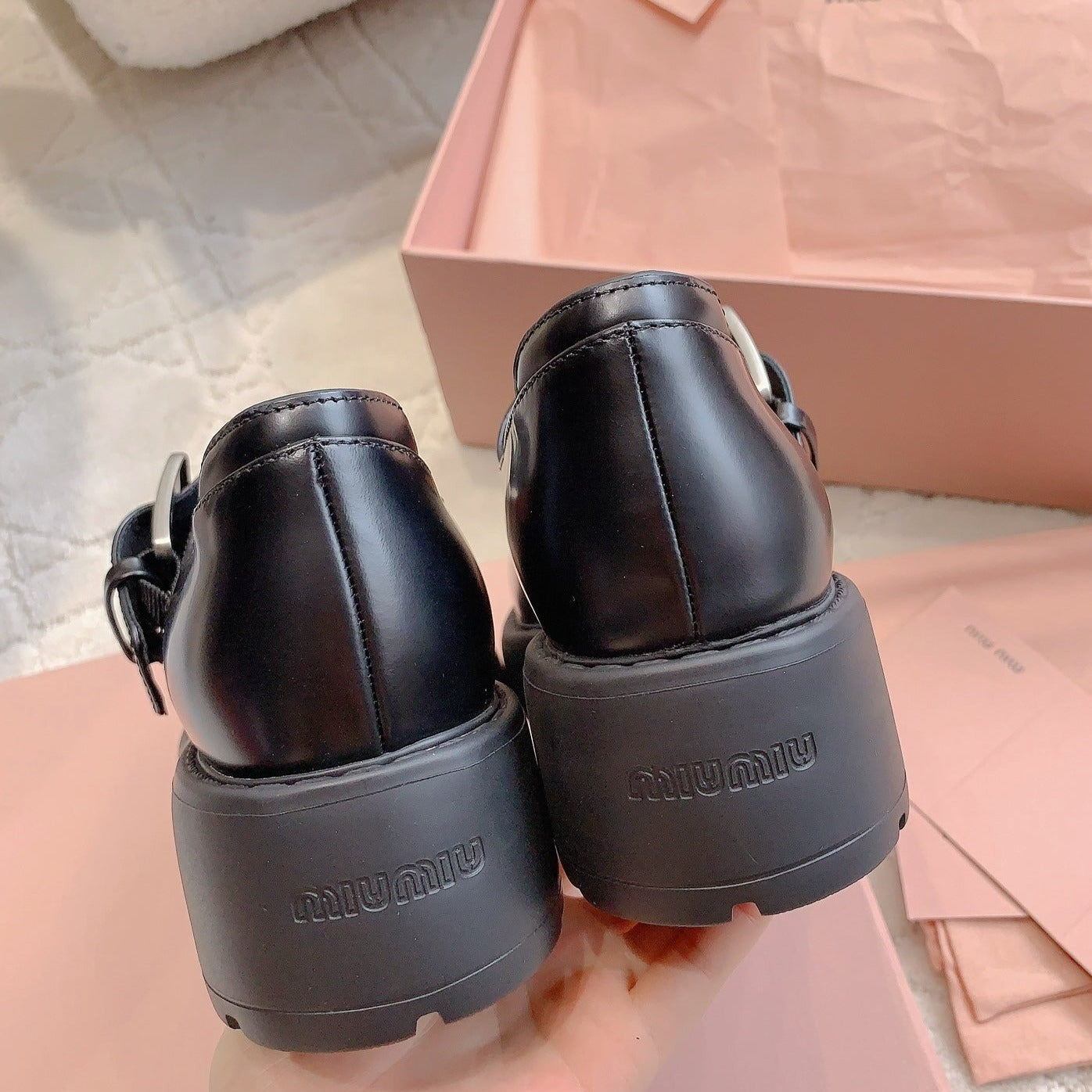 Loafer Black Cowhide With Cross-strap - 35