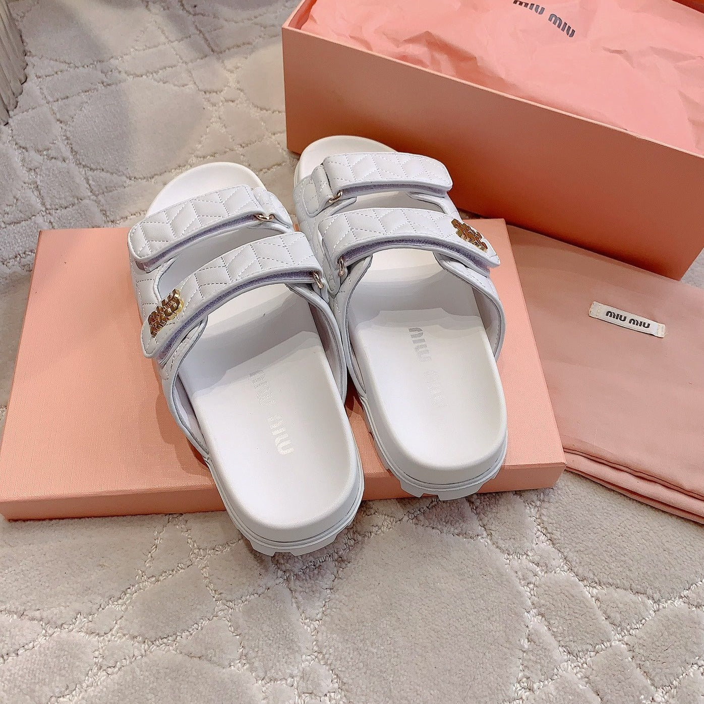 White Stylized Slippers Sheepskin - 35