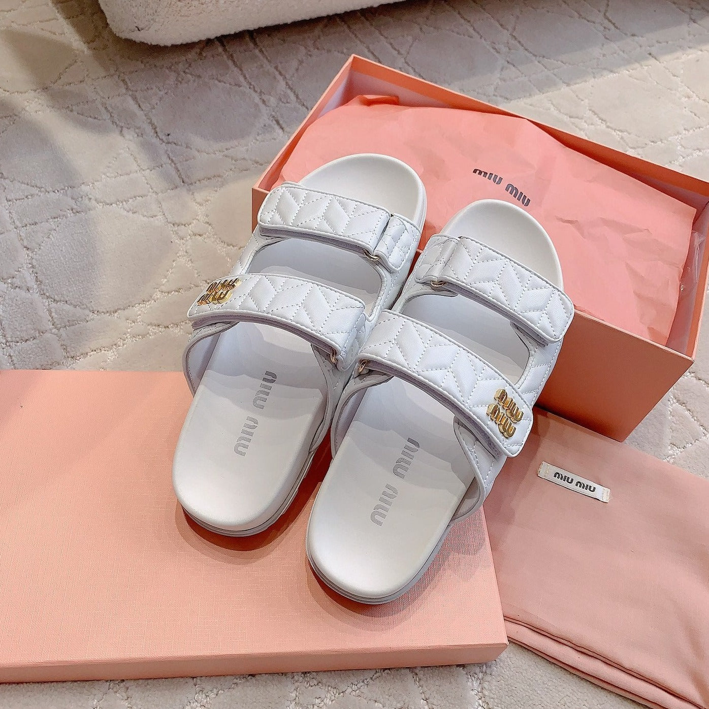 White Stylized Slippers Sheepskin - 35