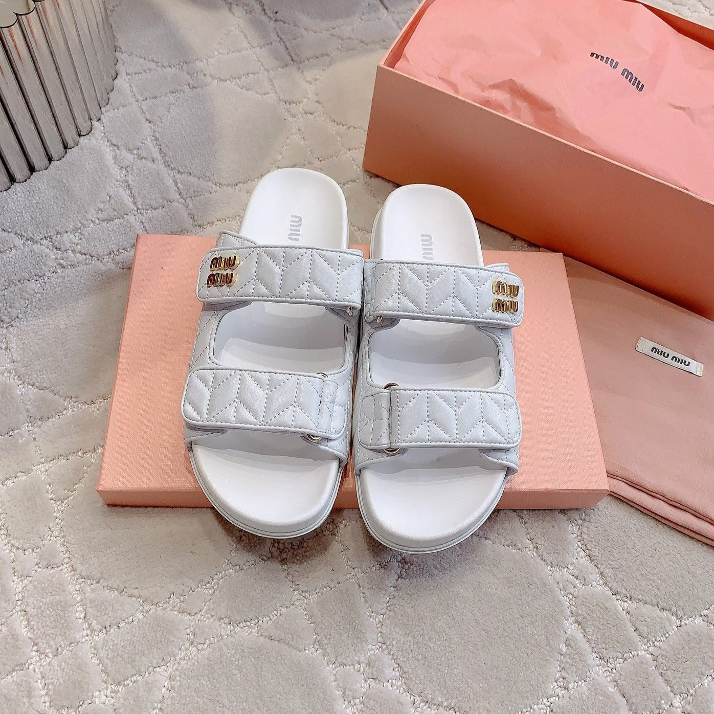 White Stylized Slippers Sheepskin - 35
