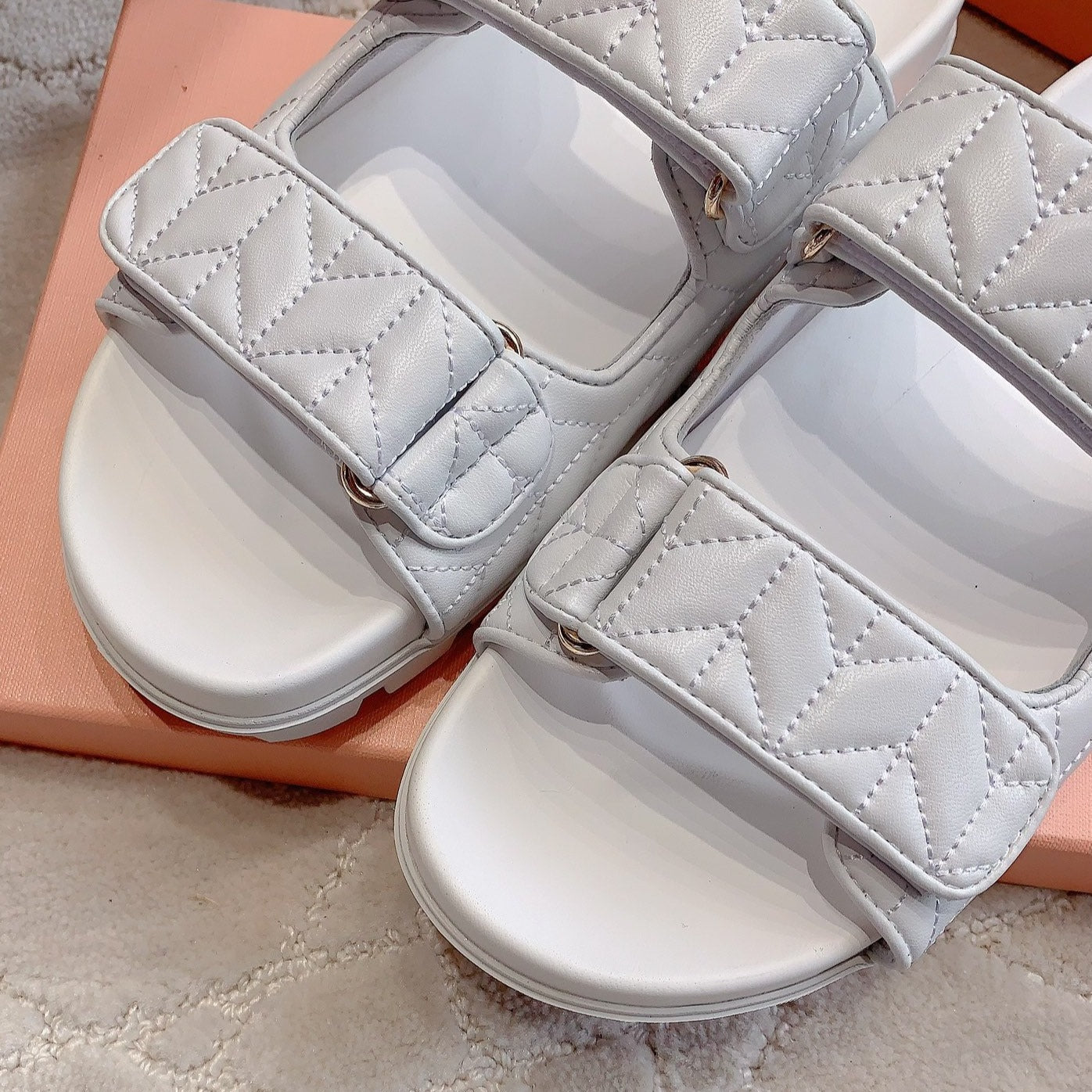 White Stylized Slippers Sheepskin - 35