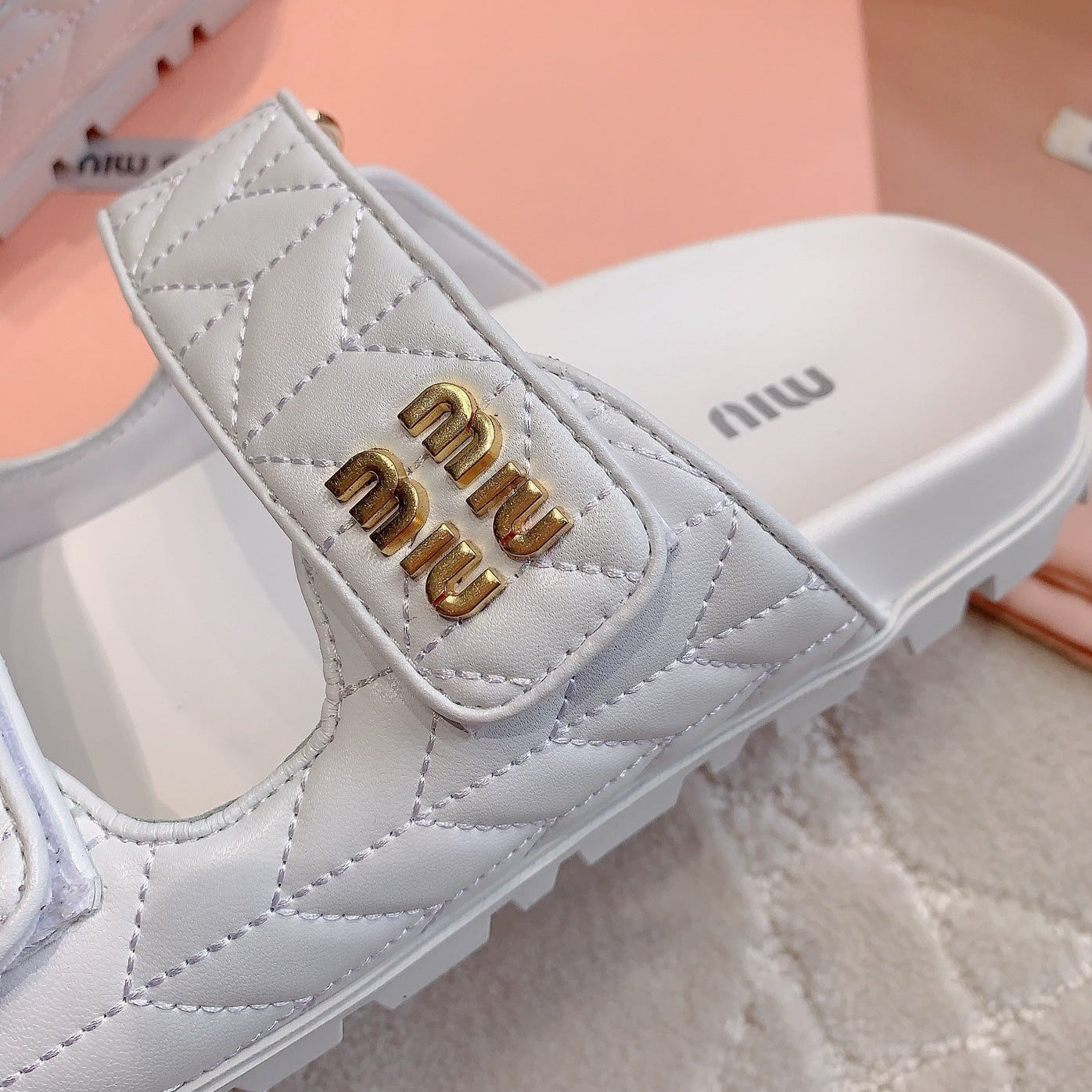 White Stylized Slippers Sheepskin - 35