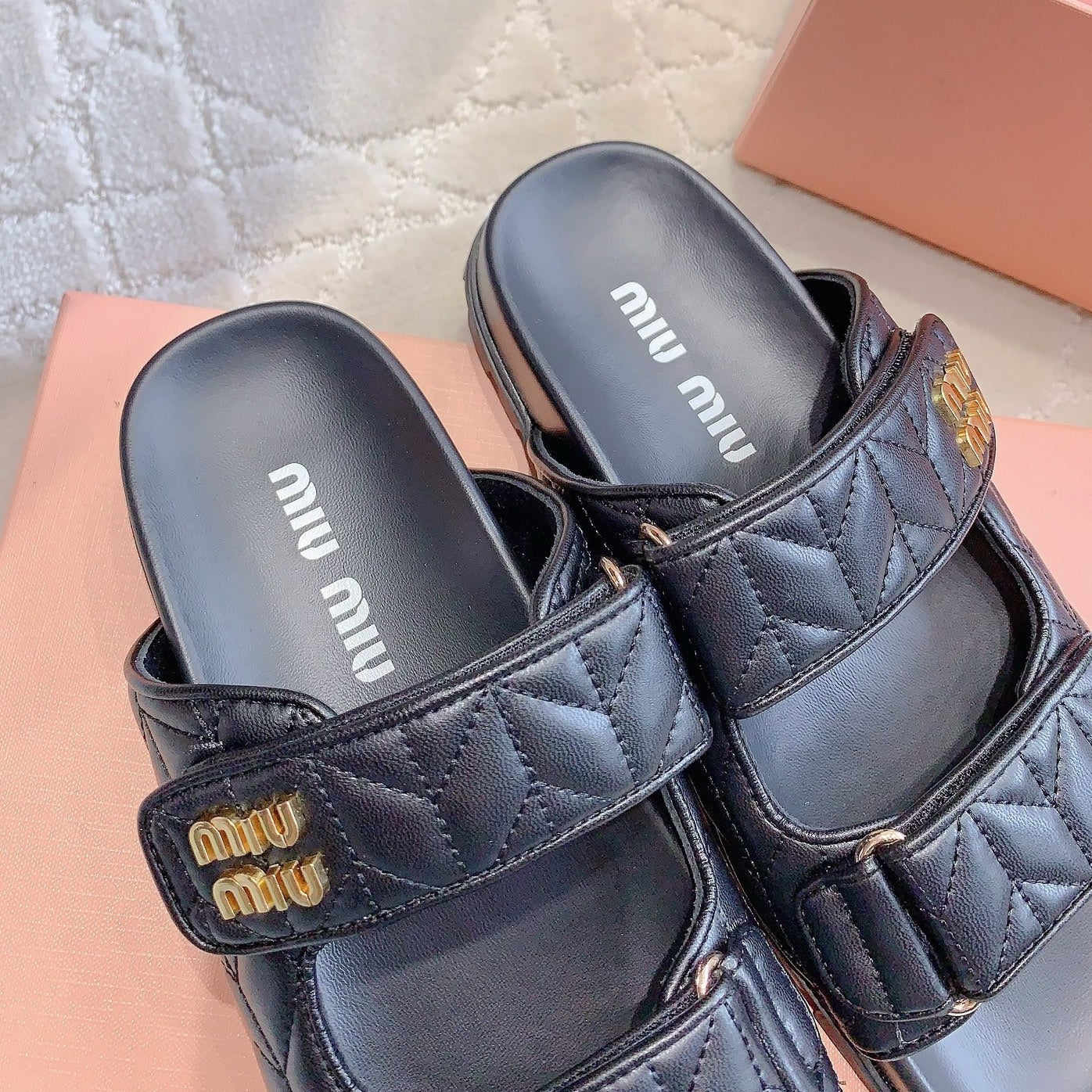 Black Stylized Slippers Sheepskin - 35