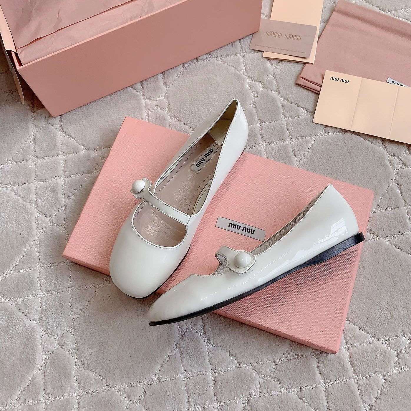 Floral White Ballet Shoes Sheepskin - 35