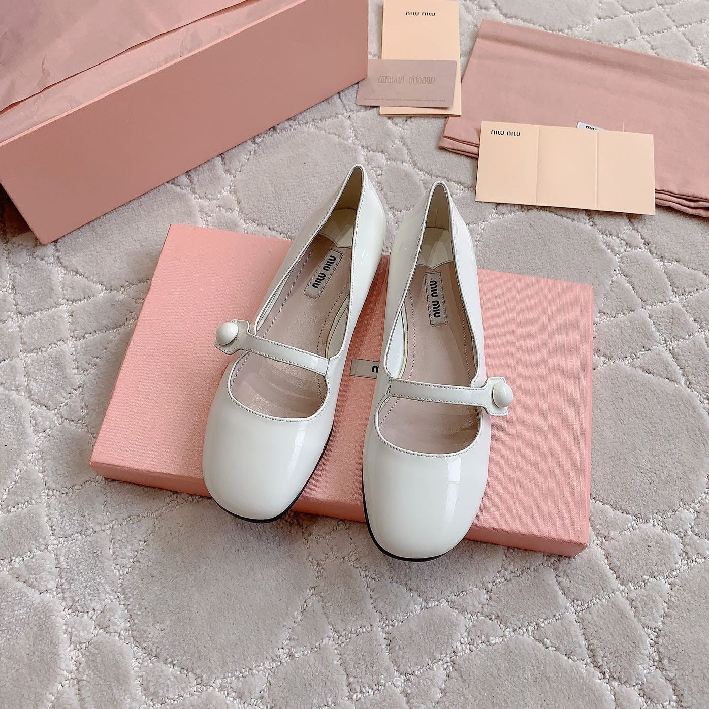 Floral White Ballet Shoes Sheepskin - 35