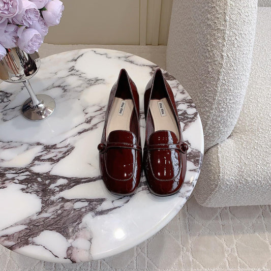 Reddish Brown Loafer Shoes Sheepskin - 35