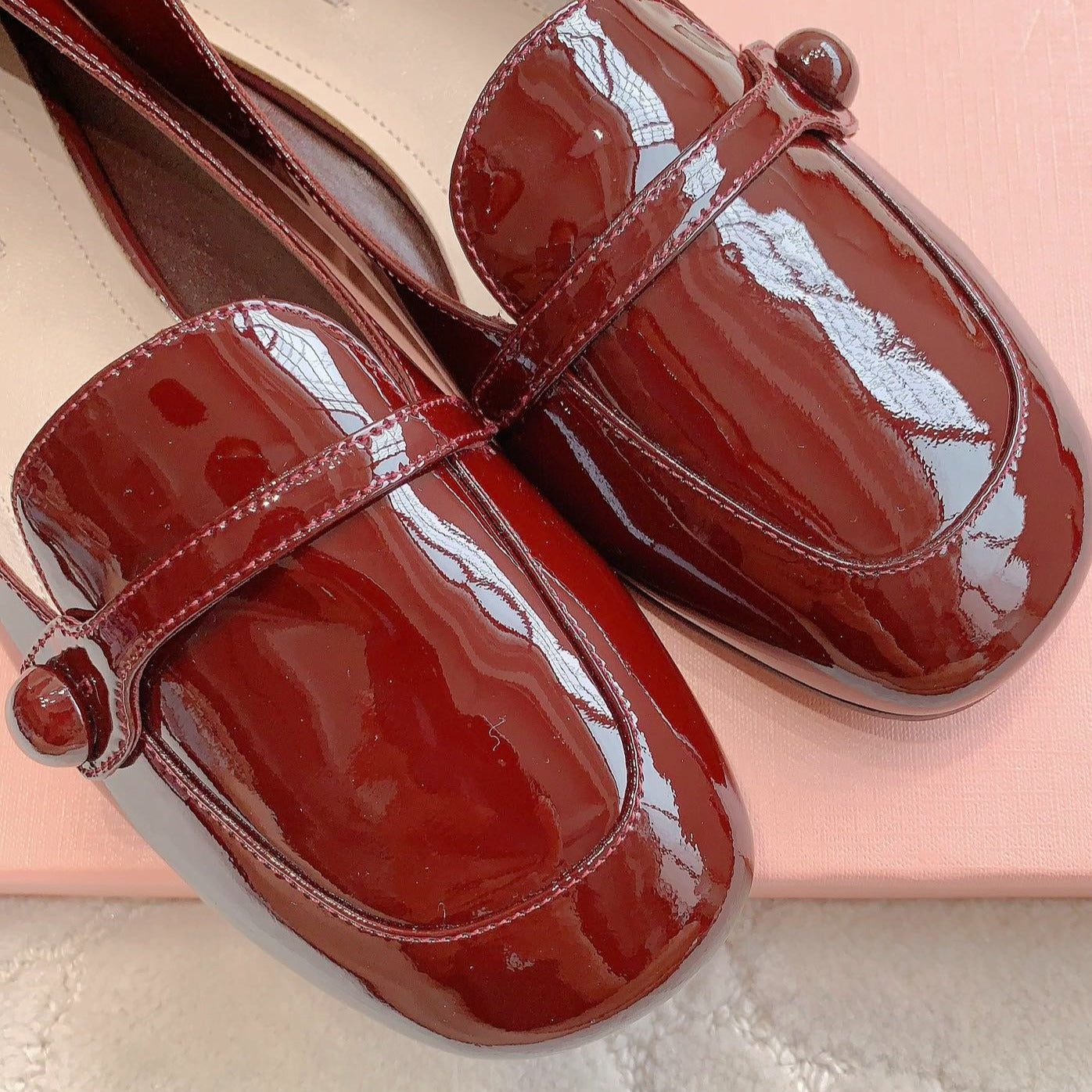 Reddish Brown Loafer Shoes Sheepskin - 35