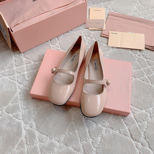 Pastel Pink Ballet Shoes Sheepskin - 35