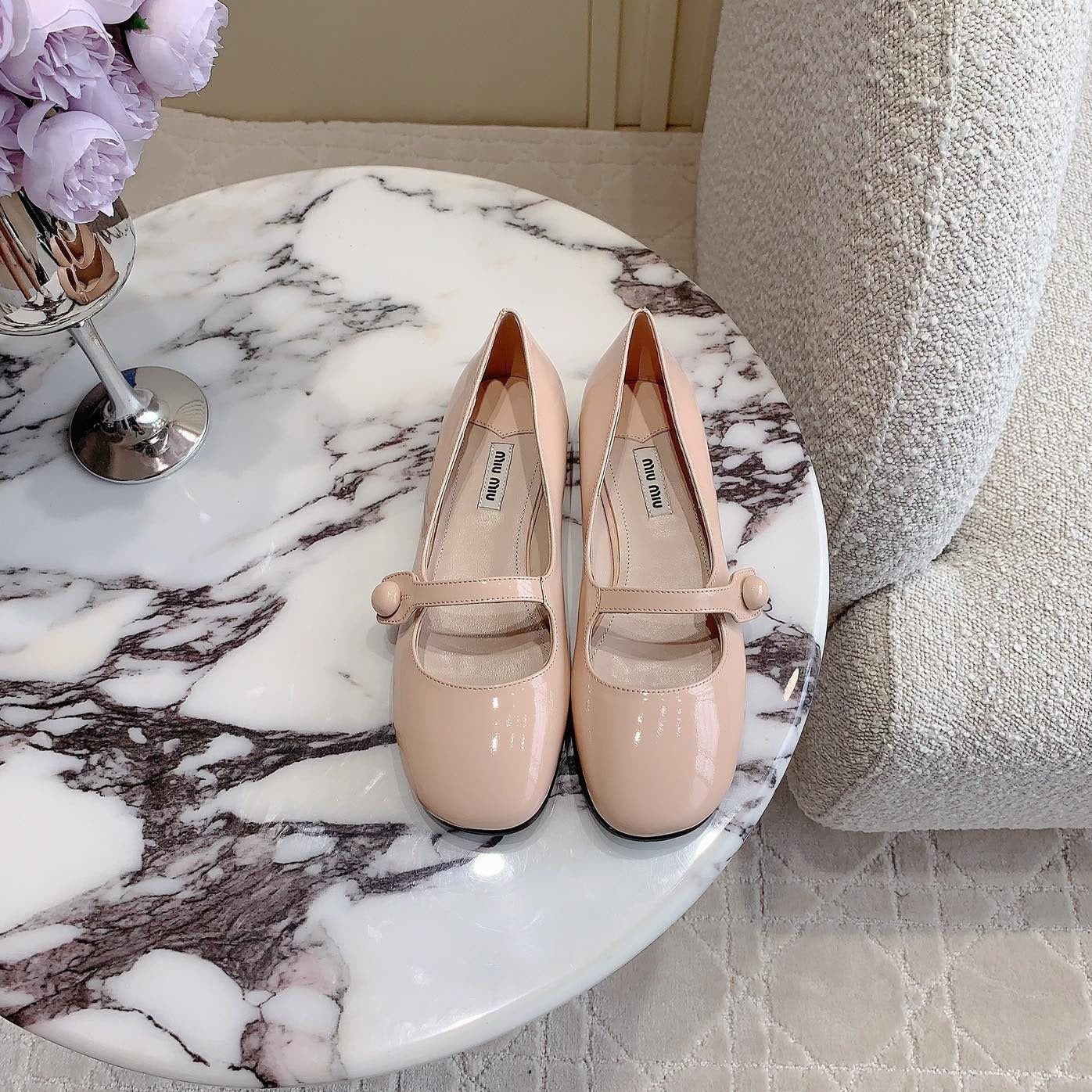 Pastel Pink Ballet Shoes Sheepskin - 35