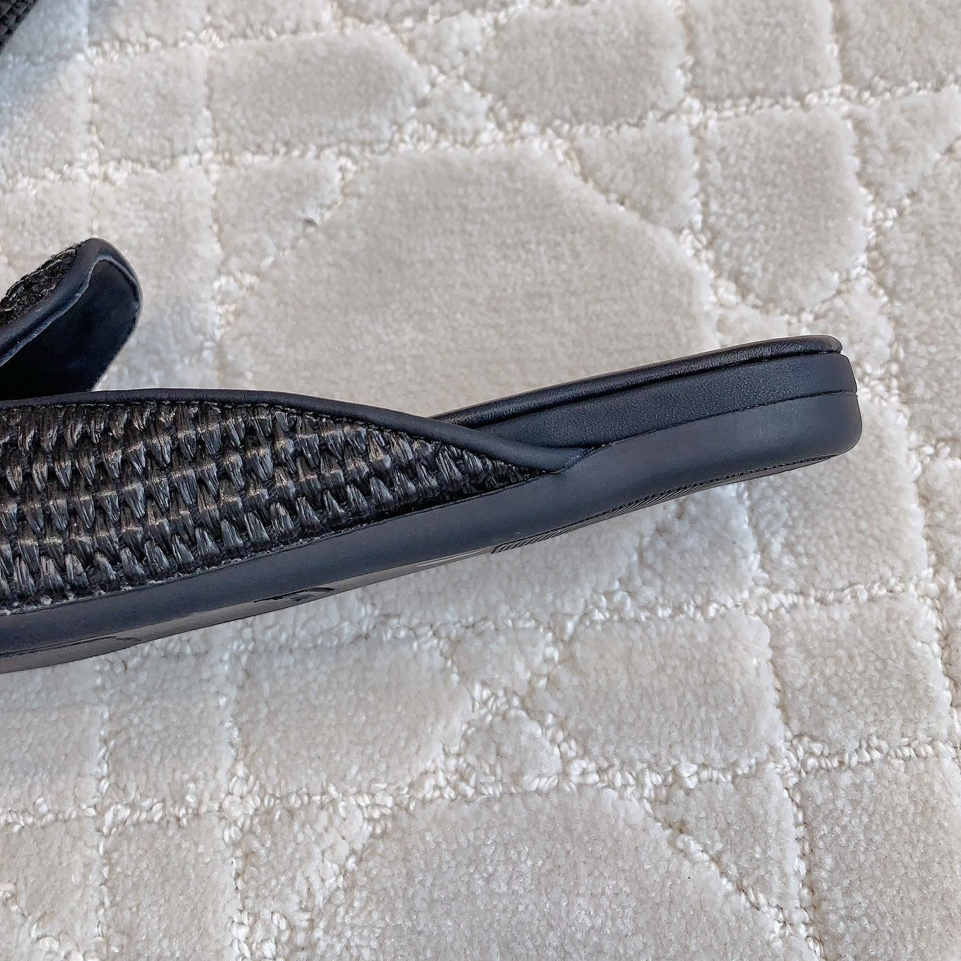 MULES SLIPPERS BLACK STRAW WOVEN - 35