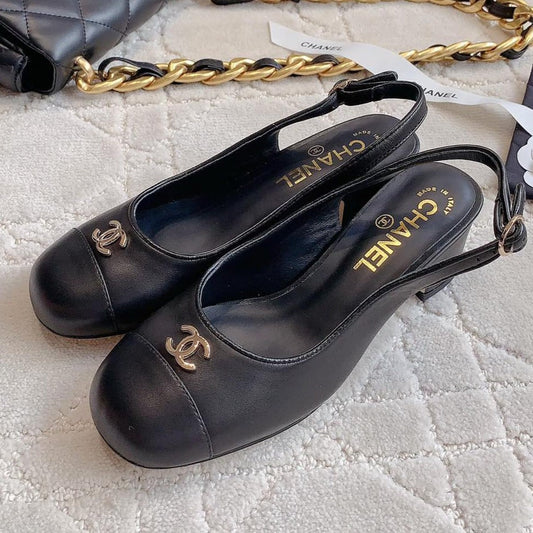 SLINGBACKS 45 IN BLACK SHEEPSKIN - 34