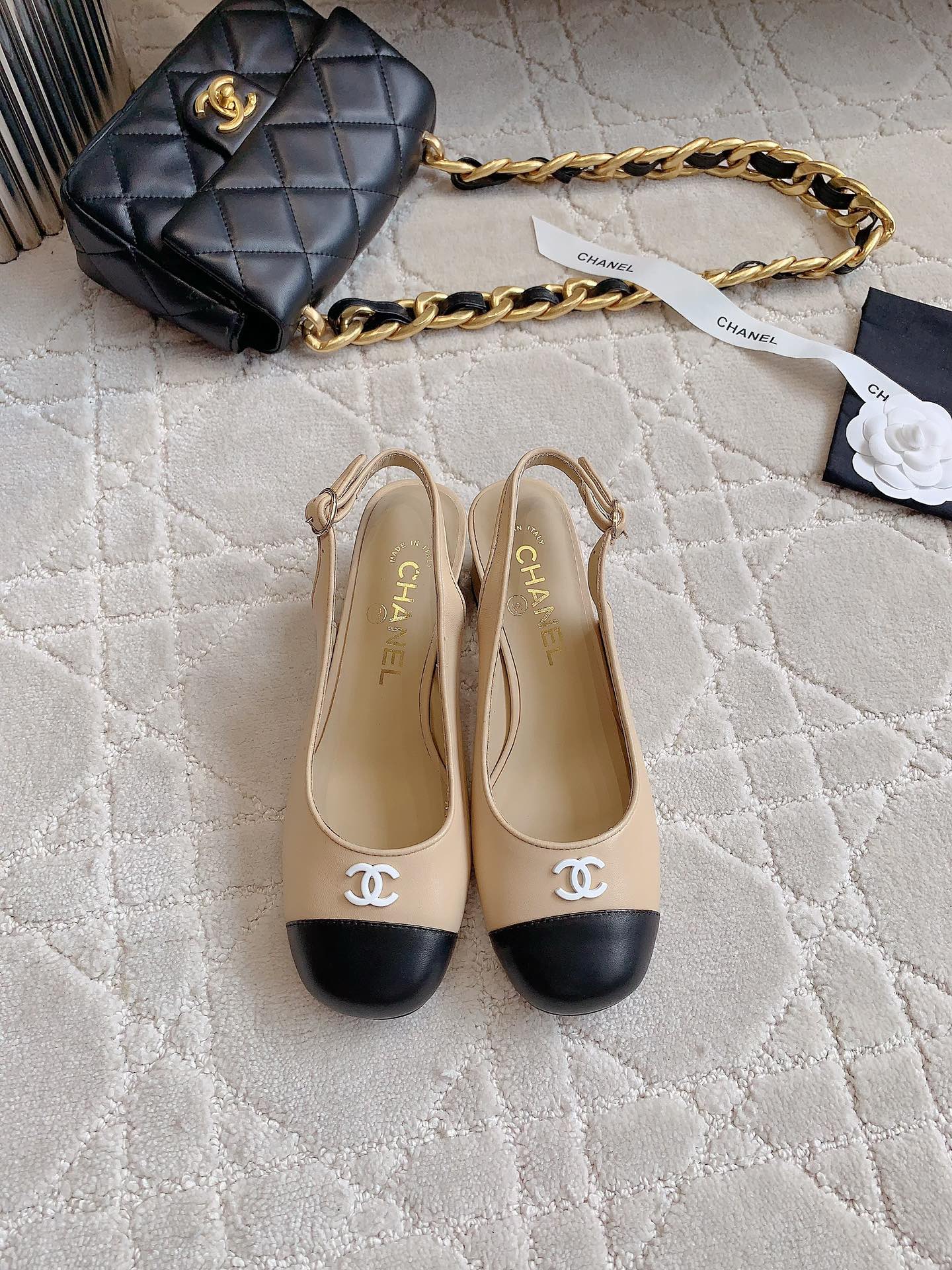SLINGBACKS IN BEIGE CREAM MIX BLACK SHEEPSKIN - 34