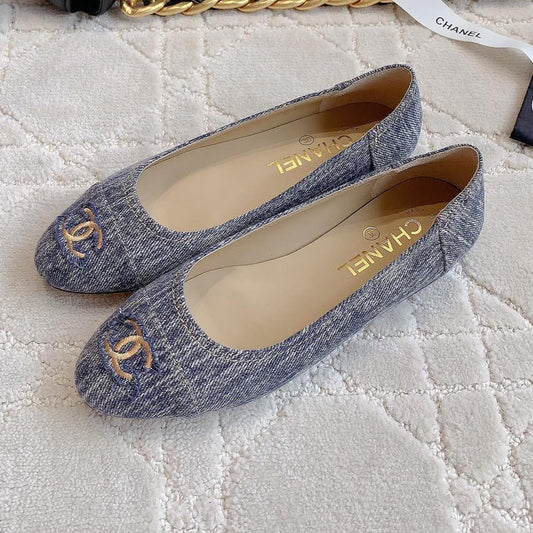 BALLET FLATS IN PIGEON BLUE DENIM - 34