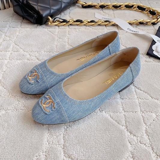 BALLET FLATS IN LIGHT BLUE DENIM - 34