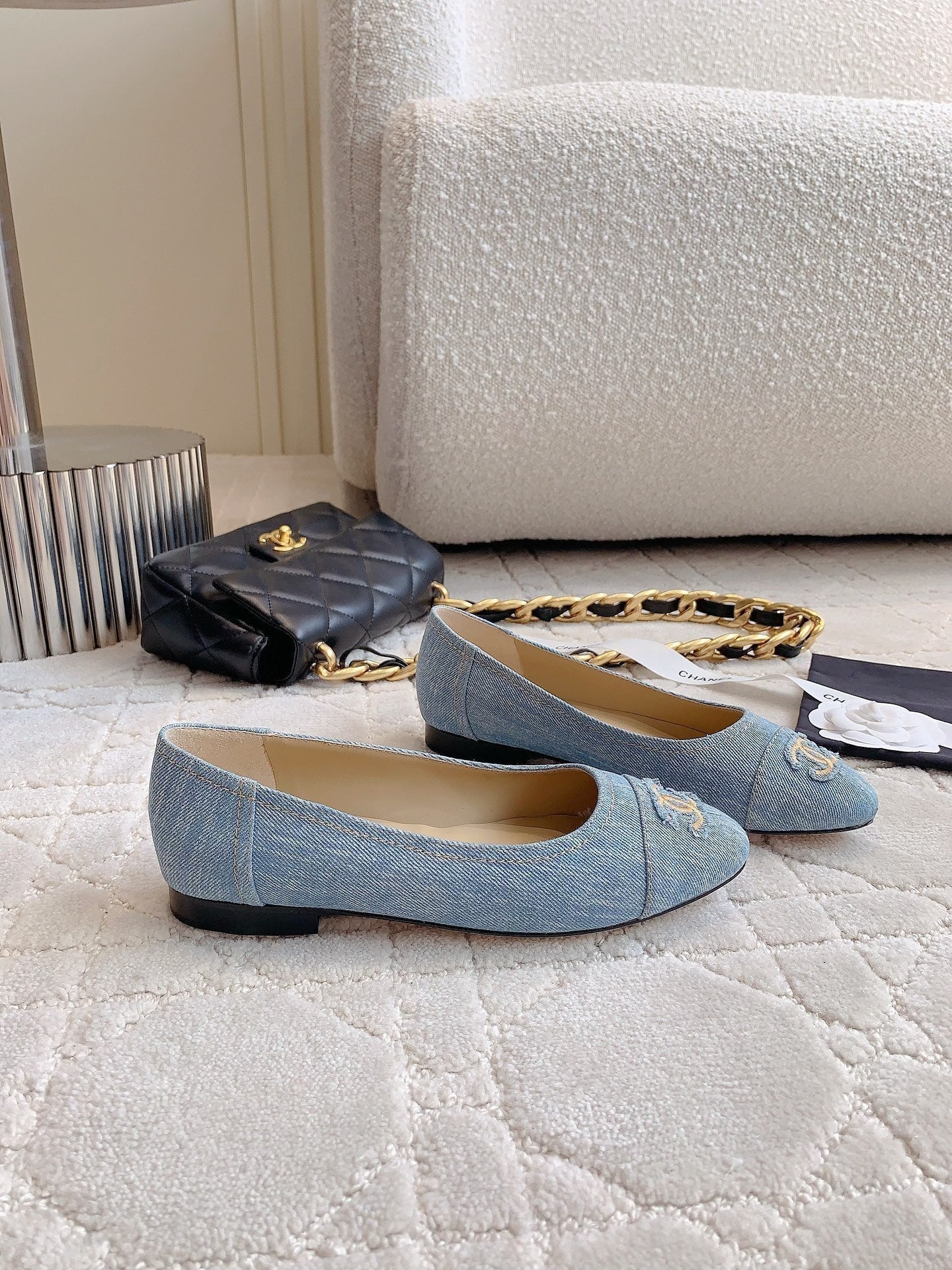 BALLET FLATS IN LIGHT BLUE DENIM - 34