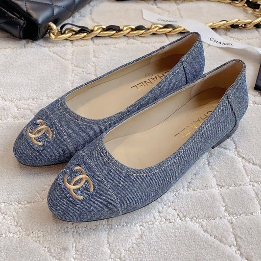 BALLET FLATS IN AEGEAN BLUE DENIM - 34