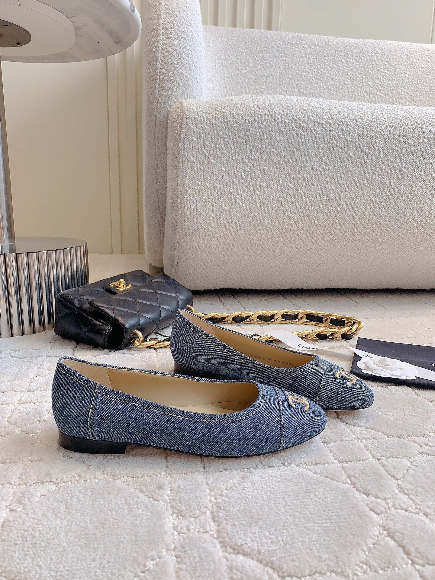 BALLET FLATS IN AEGEAN BLUE DENIM - 34