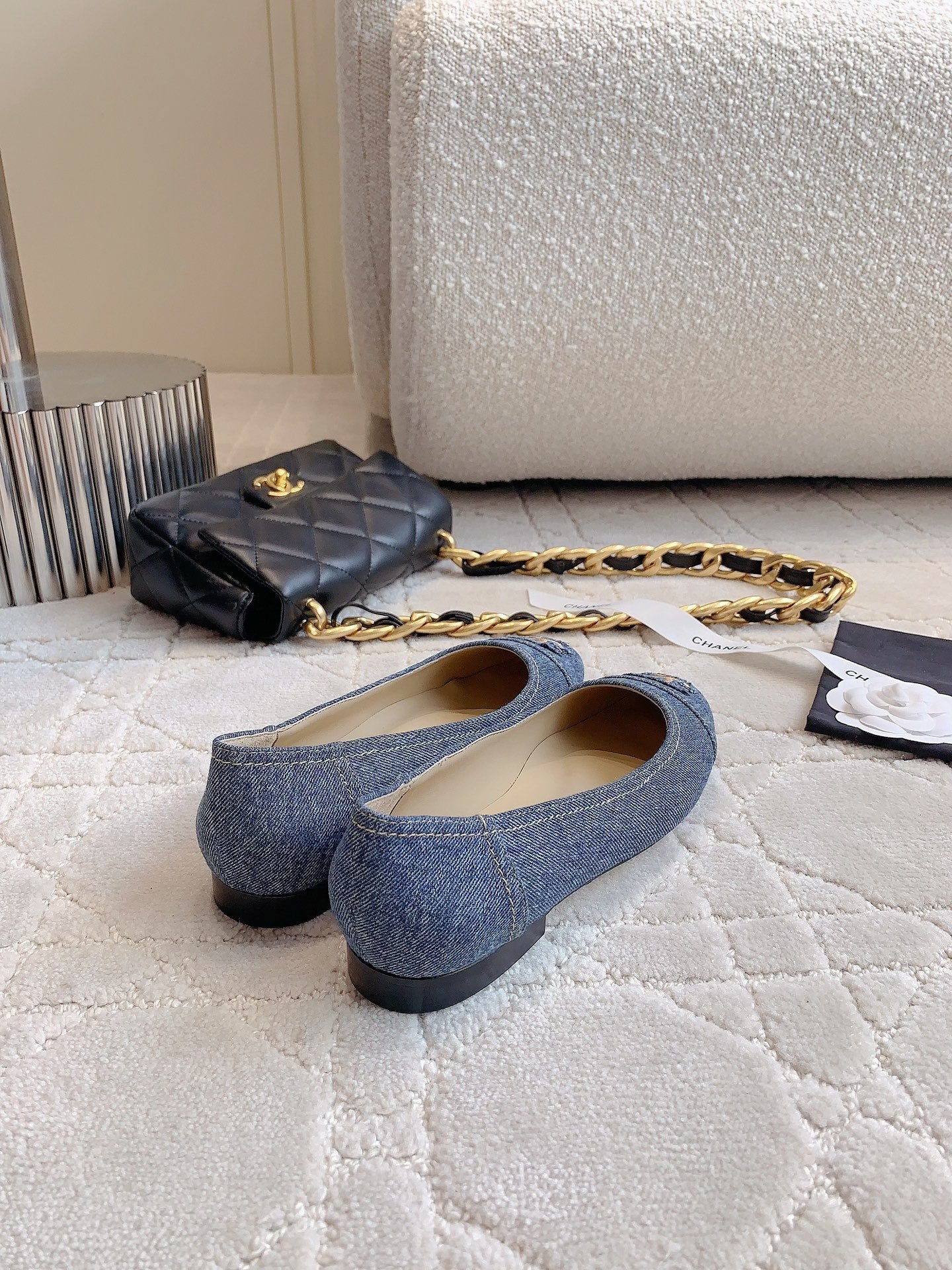 BALLET FLATS IN AEGEAN BLUE DENIM - 34