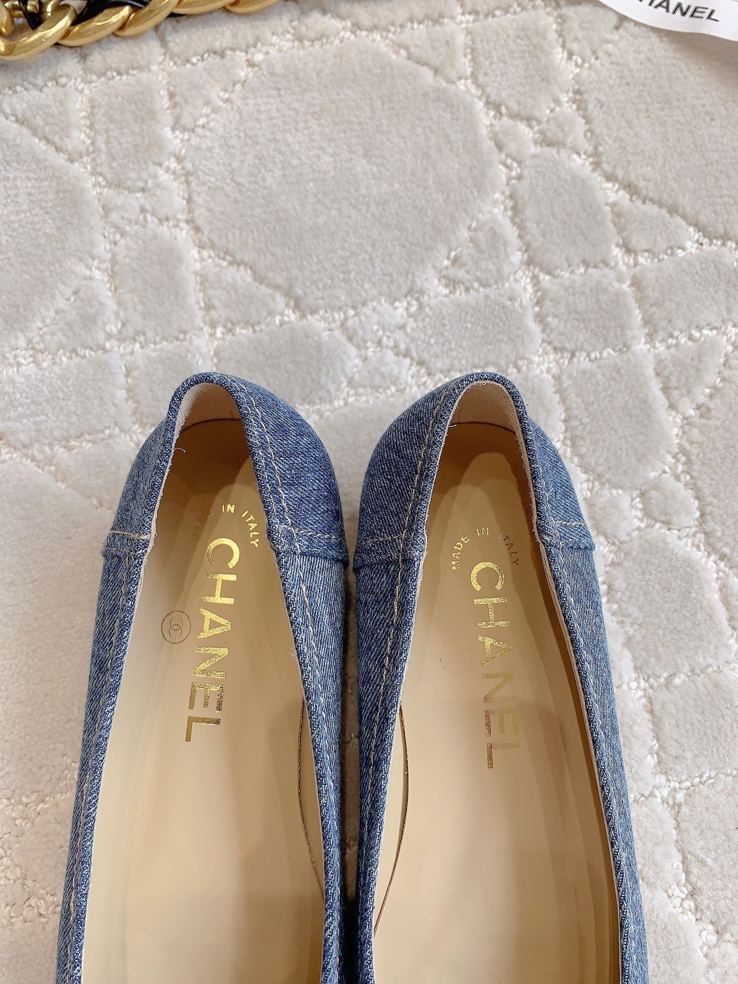 BALLET FLATS IN AEGEAN BLUE DENIM - 34
