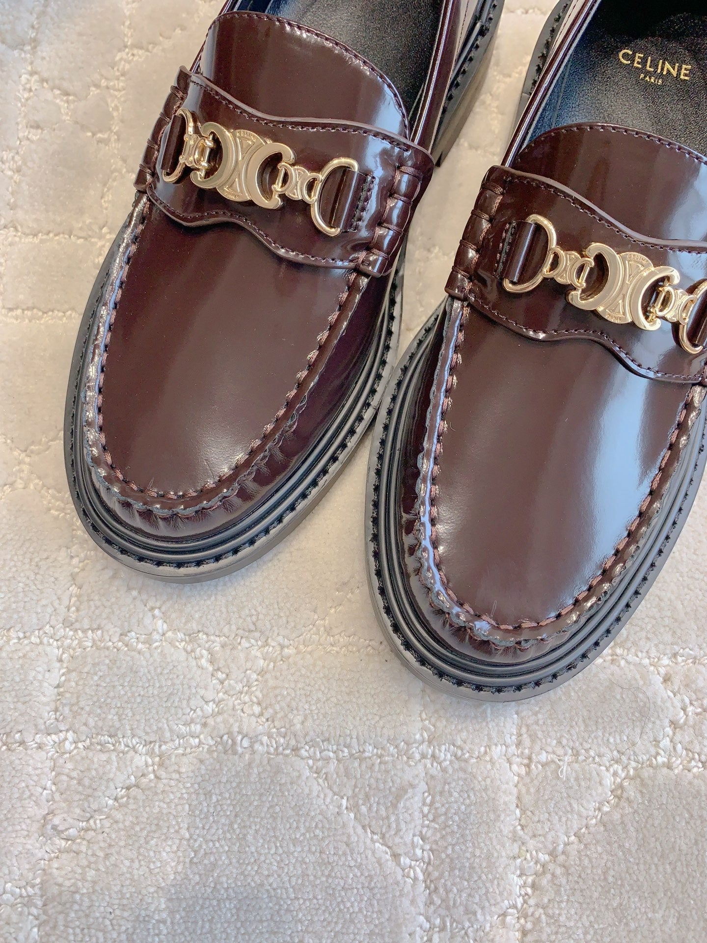 CHANEL 25S ARC DE TRIOMPHE LOAFERS IN ROSEWOOD CALFSKIN GOLD HARDWARE - 35