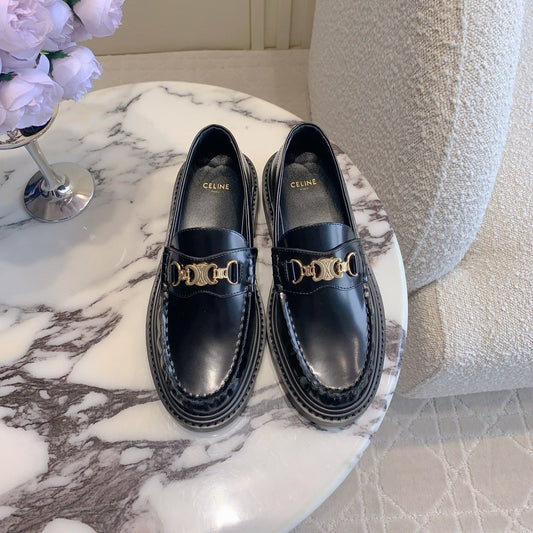 CHANEL 25S ARC DE TRIOMPHE LOAFERS IN BLACK SHINY CALFSKIN GOLD HARDWARE - 35