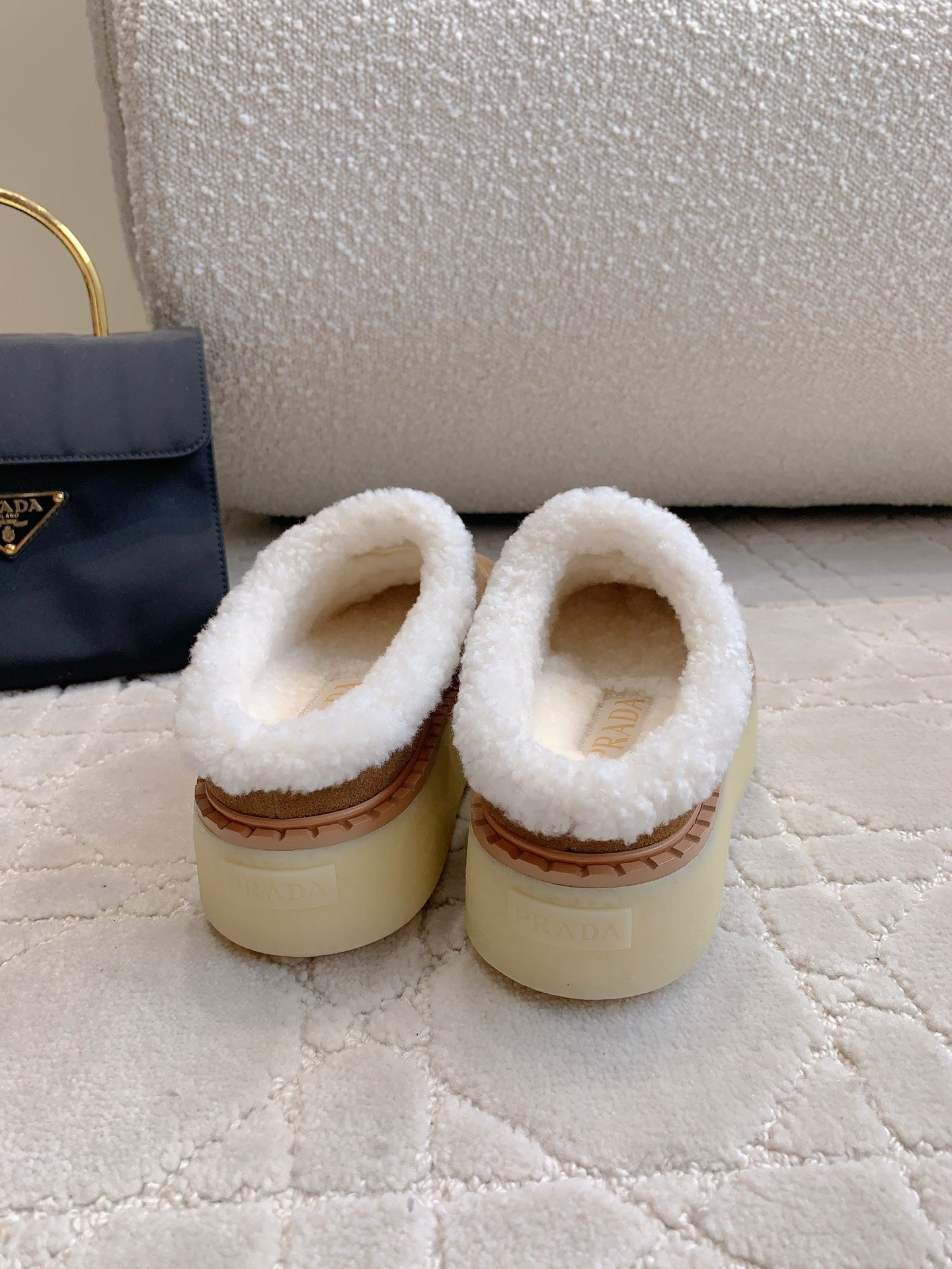 PRA MULES SHEARLING LINING IN TAN SUEDE - 35